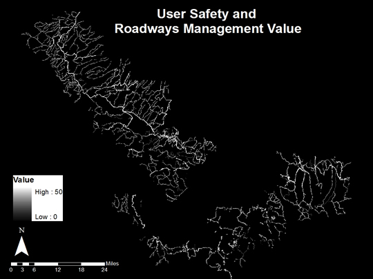 User safety and roadways management value map